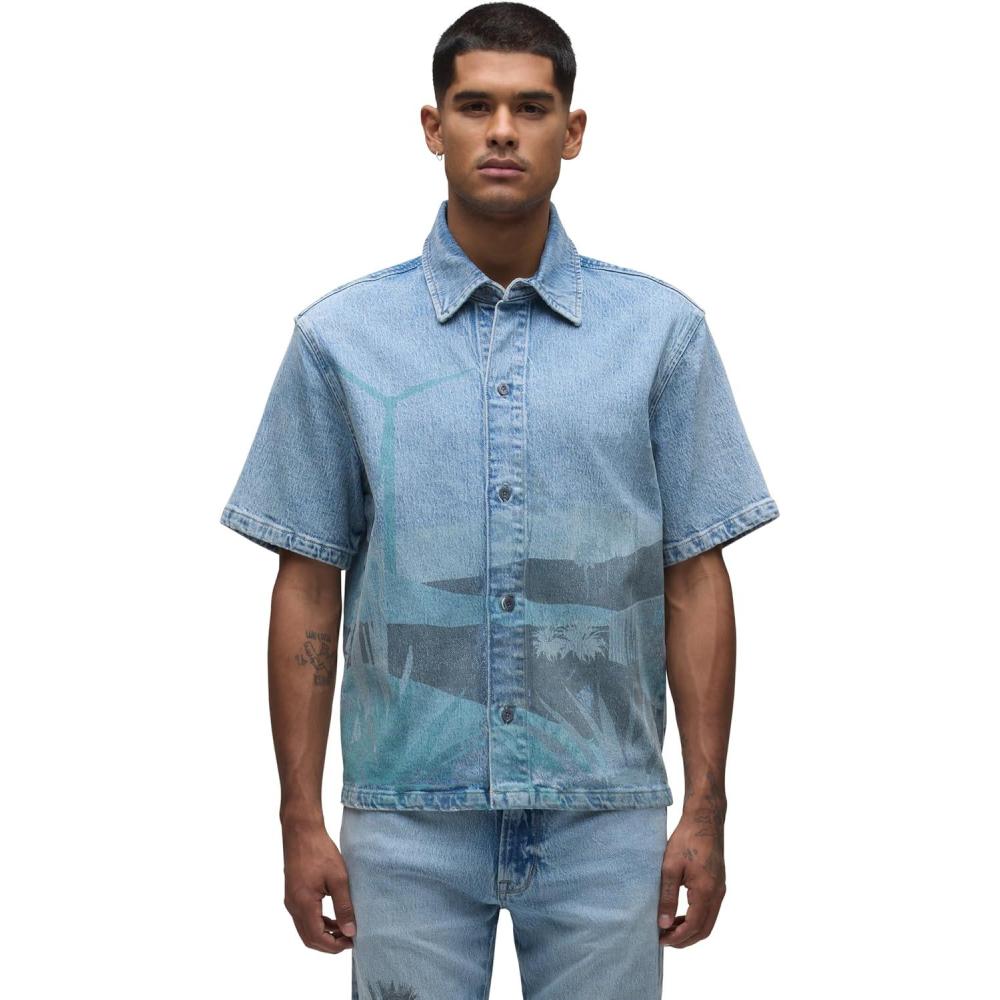 imageHUDSON Mens Short Sleeve Button Up Camp ShirtSpring Break
