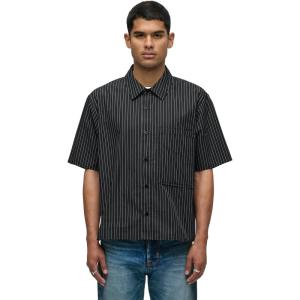 HUDSON Mens Rex Short Sleeve Shirt(Black Stripe)