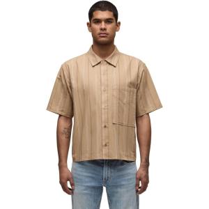HUDSON Mens Rex Short Sleeve Shirt(Camel Stripe)