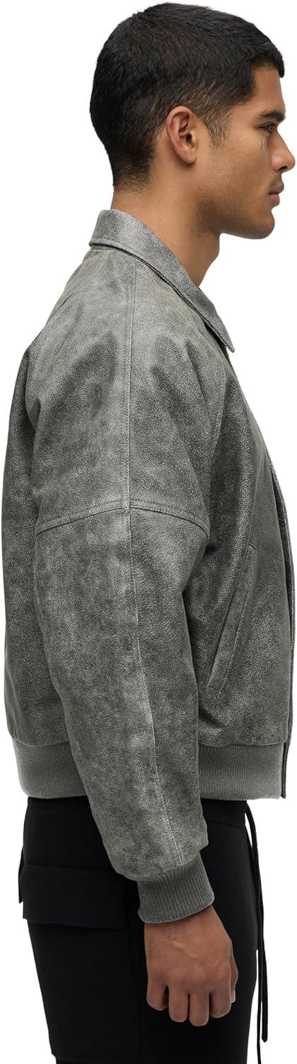 imageHUDSON Mens Bomber Varsity JacketBlack Marble