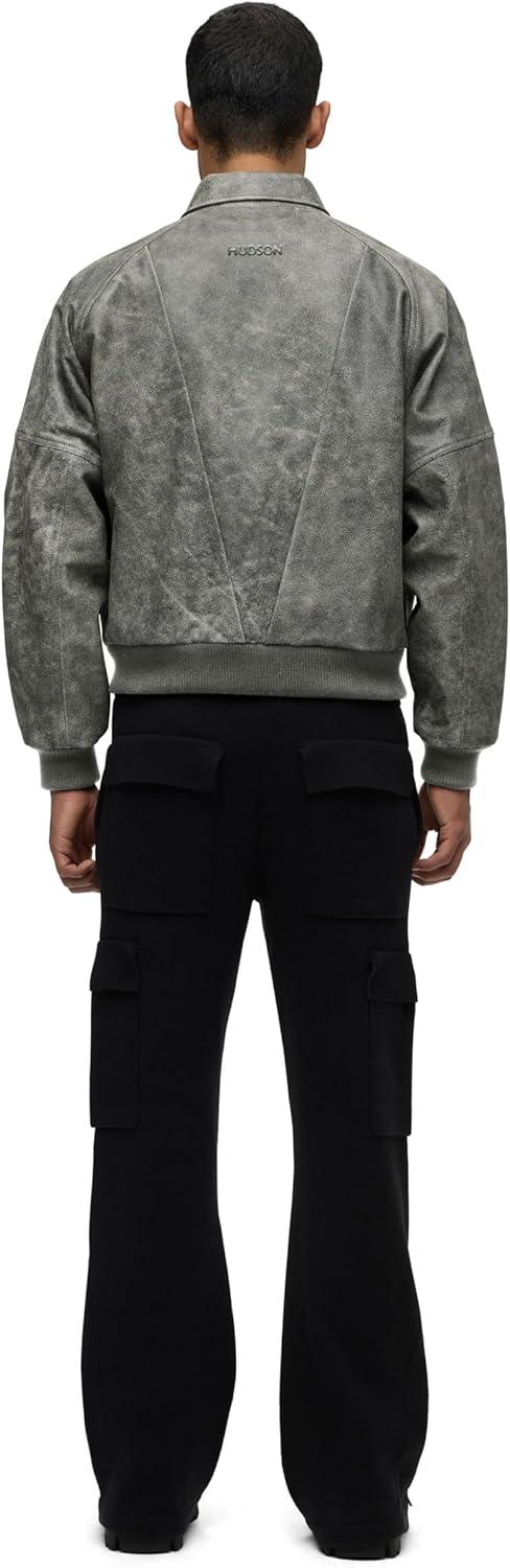 imageHUDSON Mens Bomber Varsity JacketBlack Marble