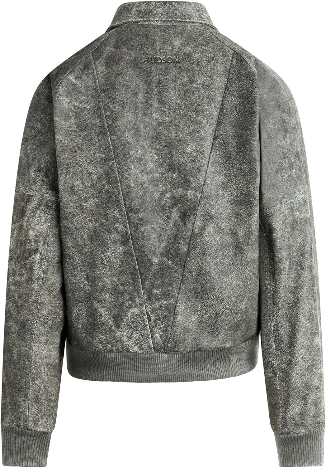 imageHUDSON Mens Bomber Varsity JacketBlack Marble