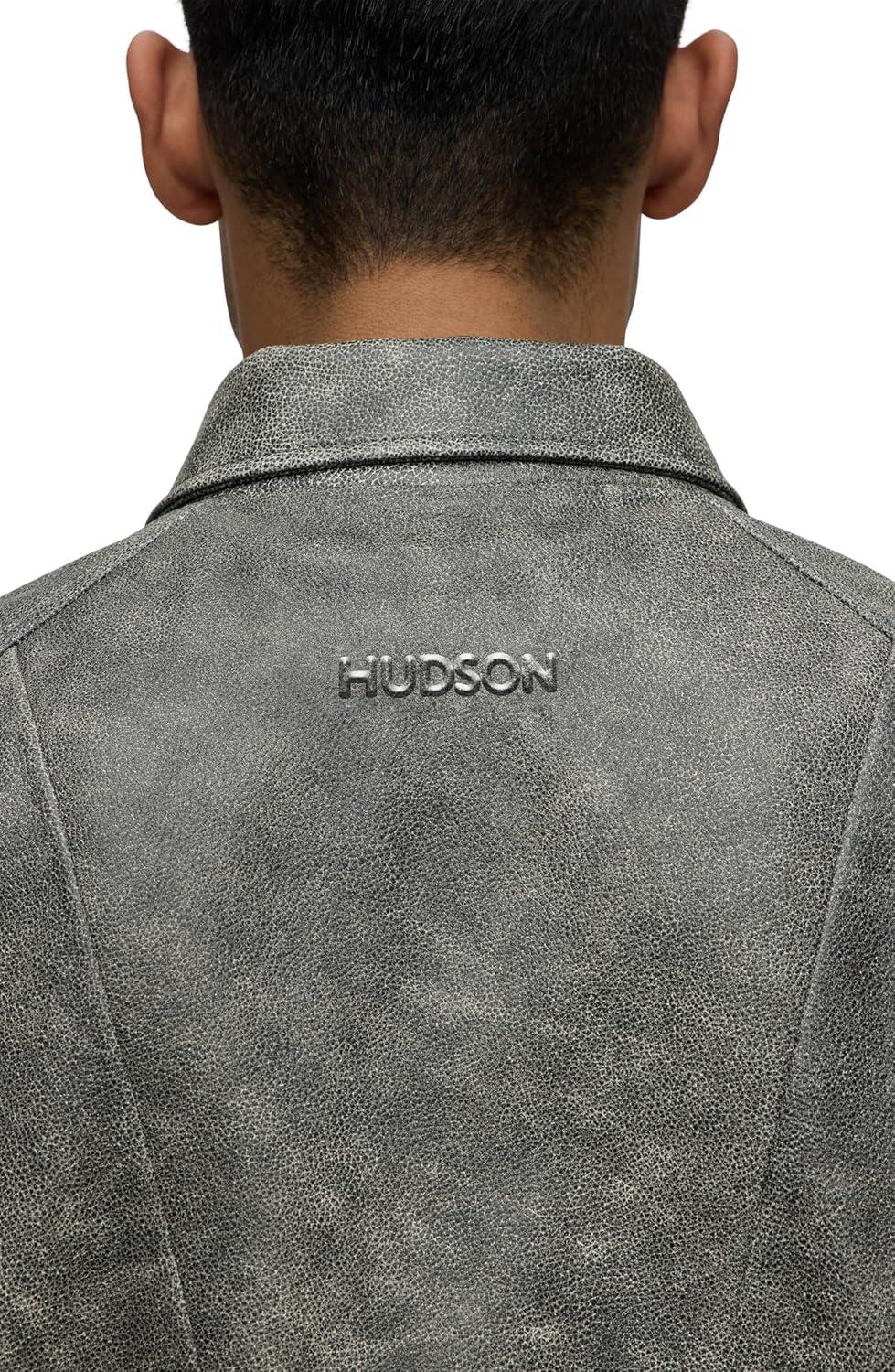 imageHUDSON Mens Bomber Varsity JacketBlack Marble