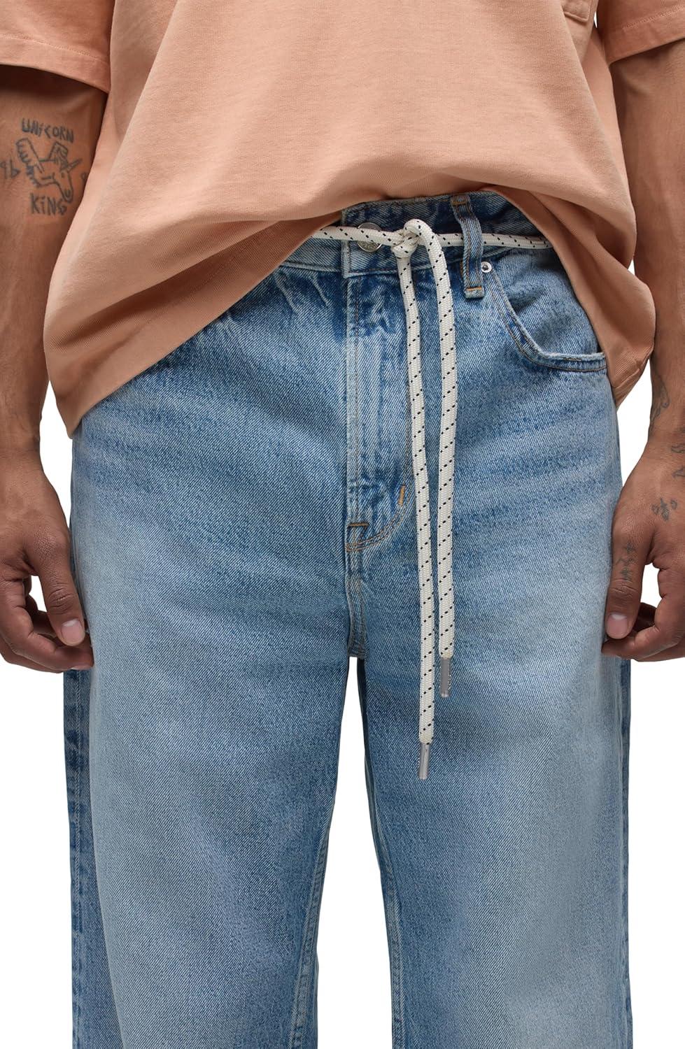 imageHUDSON Mens Luca Loose Fit Wide Leg Denim PantBleached