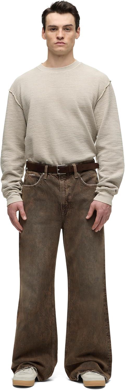 imageHUDSON Mens Luca Loose Fit Wide Leg Denim PantDark Earth