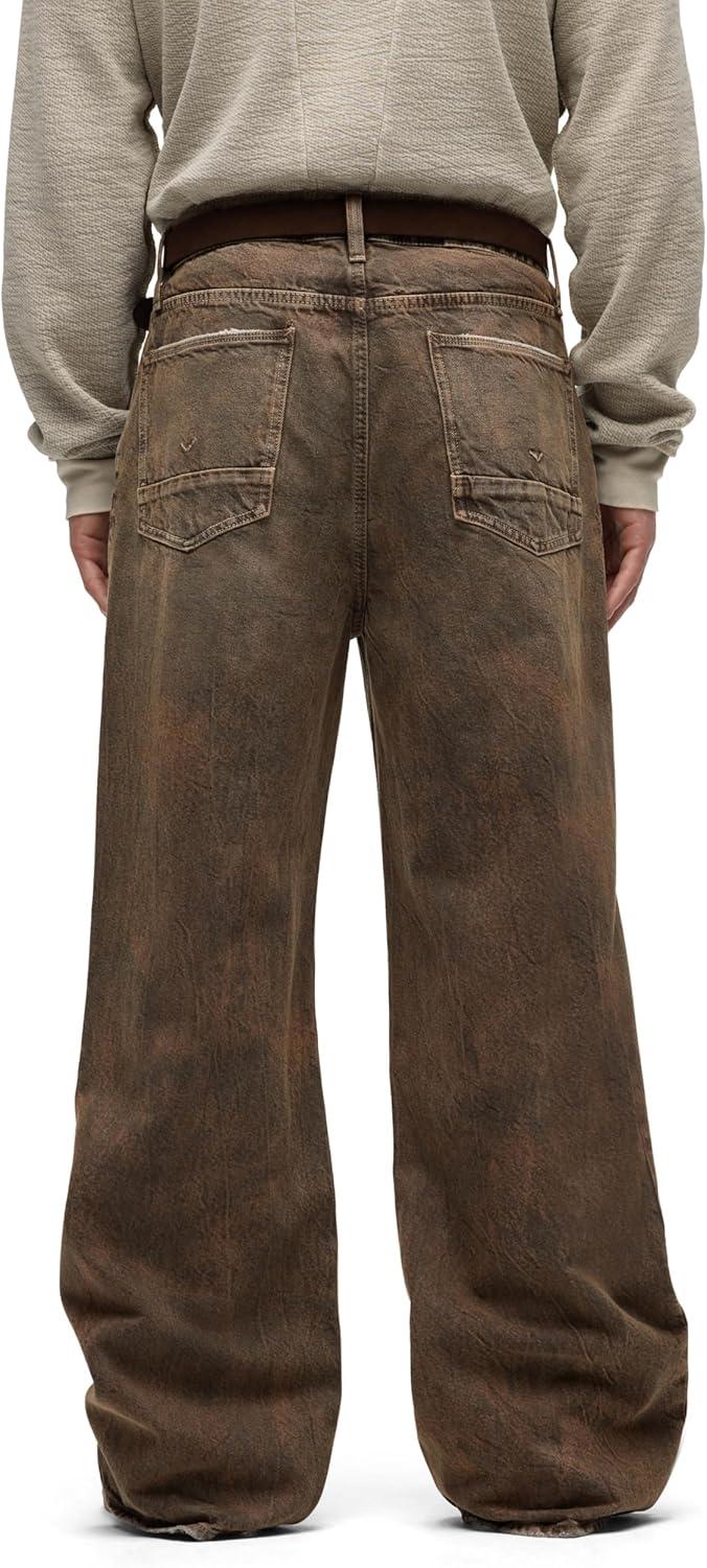 imageHUDSON Mens Luca Loose Fit Wide Leg Denim PantDark Earth