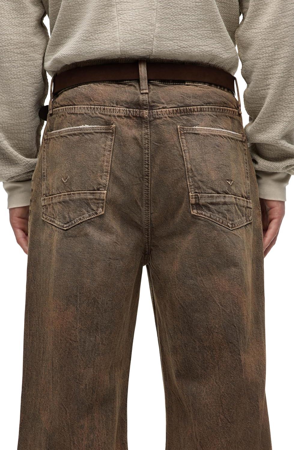 imageHUDSON Mens Luca Loose Fit Wide Leg Denim PantDark Earth