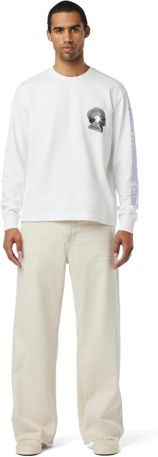 imageHUDSON Mens Luca Loose Fit Wide Leg Denim PantWhite Sands