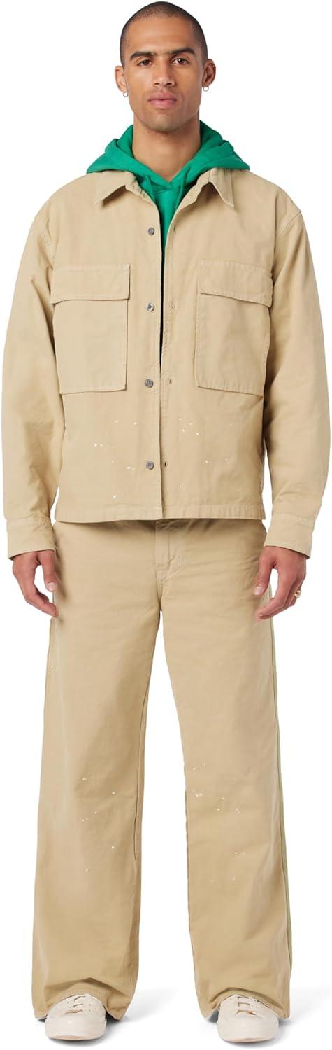 imageHUDSON Mens Luca Loose Fit Wide Leg Denim PantWork Khaki