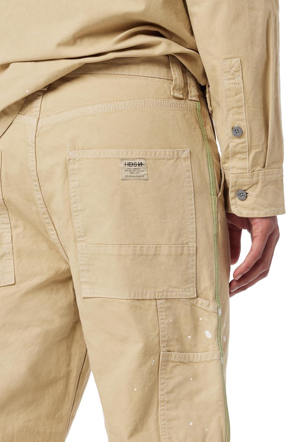 imageHUDSON Mens Luca Loose Fit Wide Leg Denim PantWork Khaki