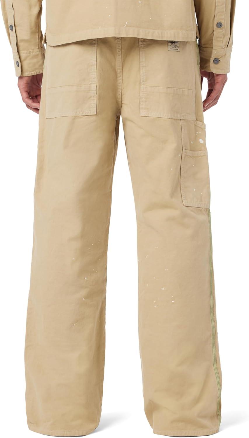 imageHUDSON Mens Luca Loose Fit Wide Leg Denim PantWork Khaki