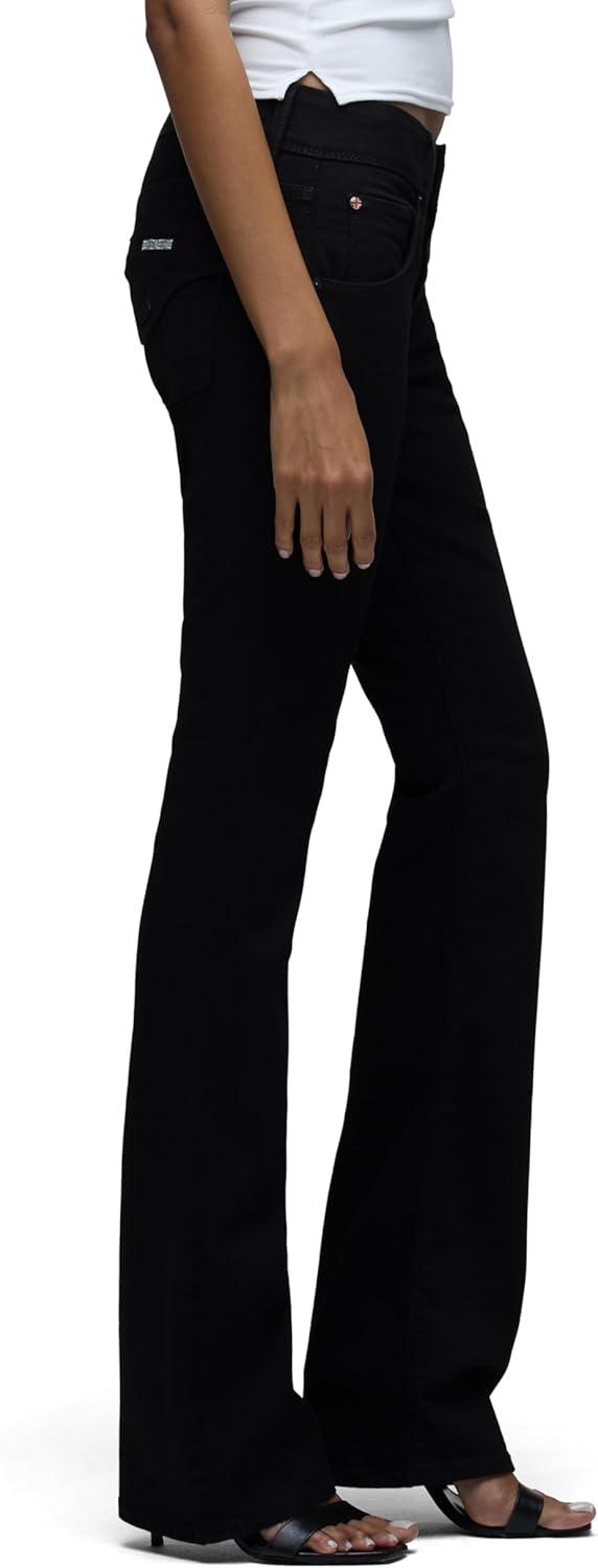 imageHUDSON Womens Beth Mid Rise Baby Bootcut Jean with Back Flap PocketsCoated Black Beauty