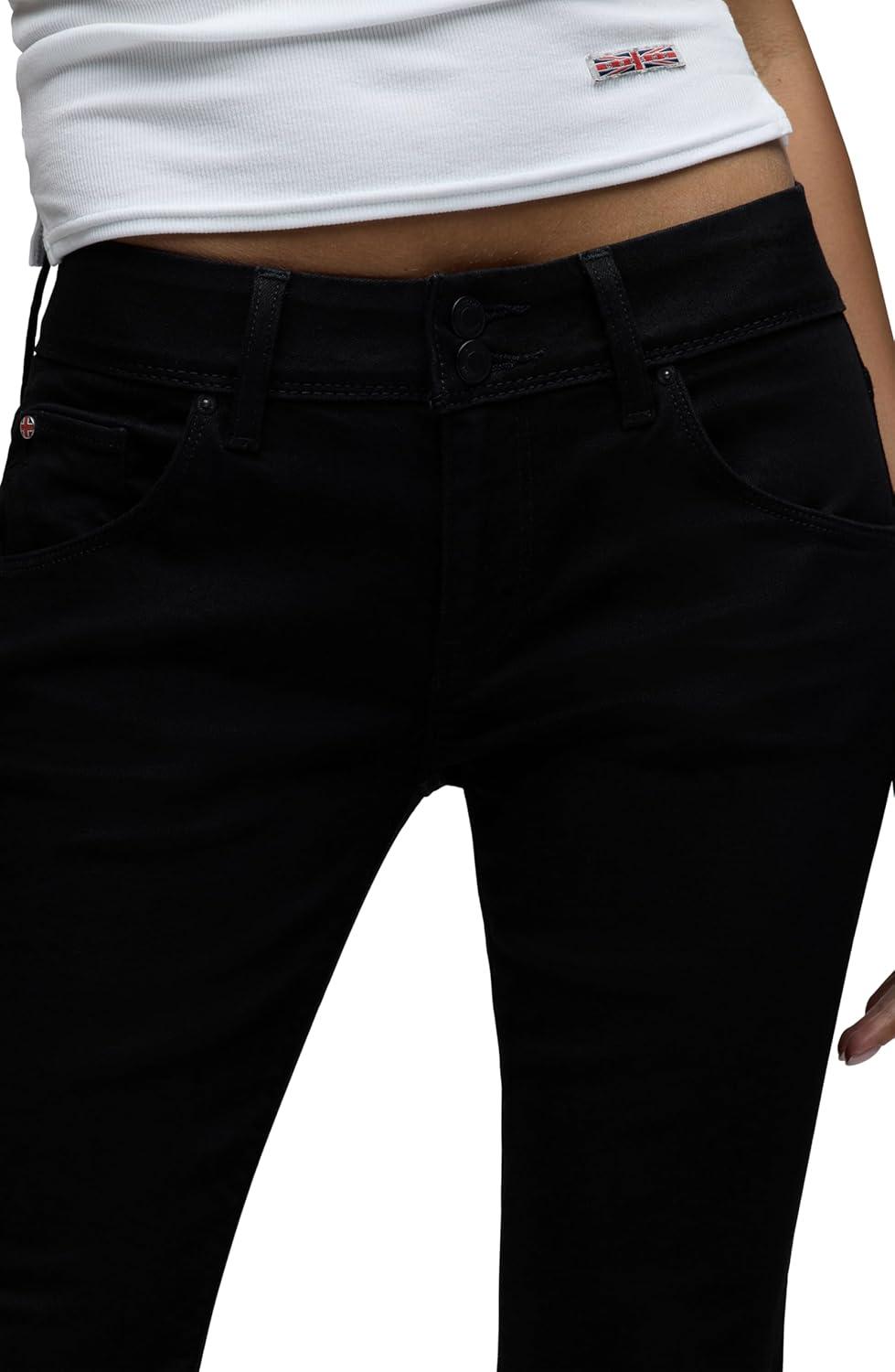 imageHUDSON Womens Beth Mid Rise Baby Bootcut Jean with Back Flap PocketsCoated Black Beauty