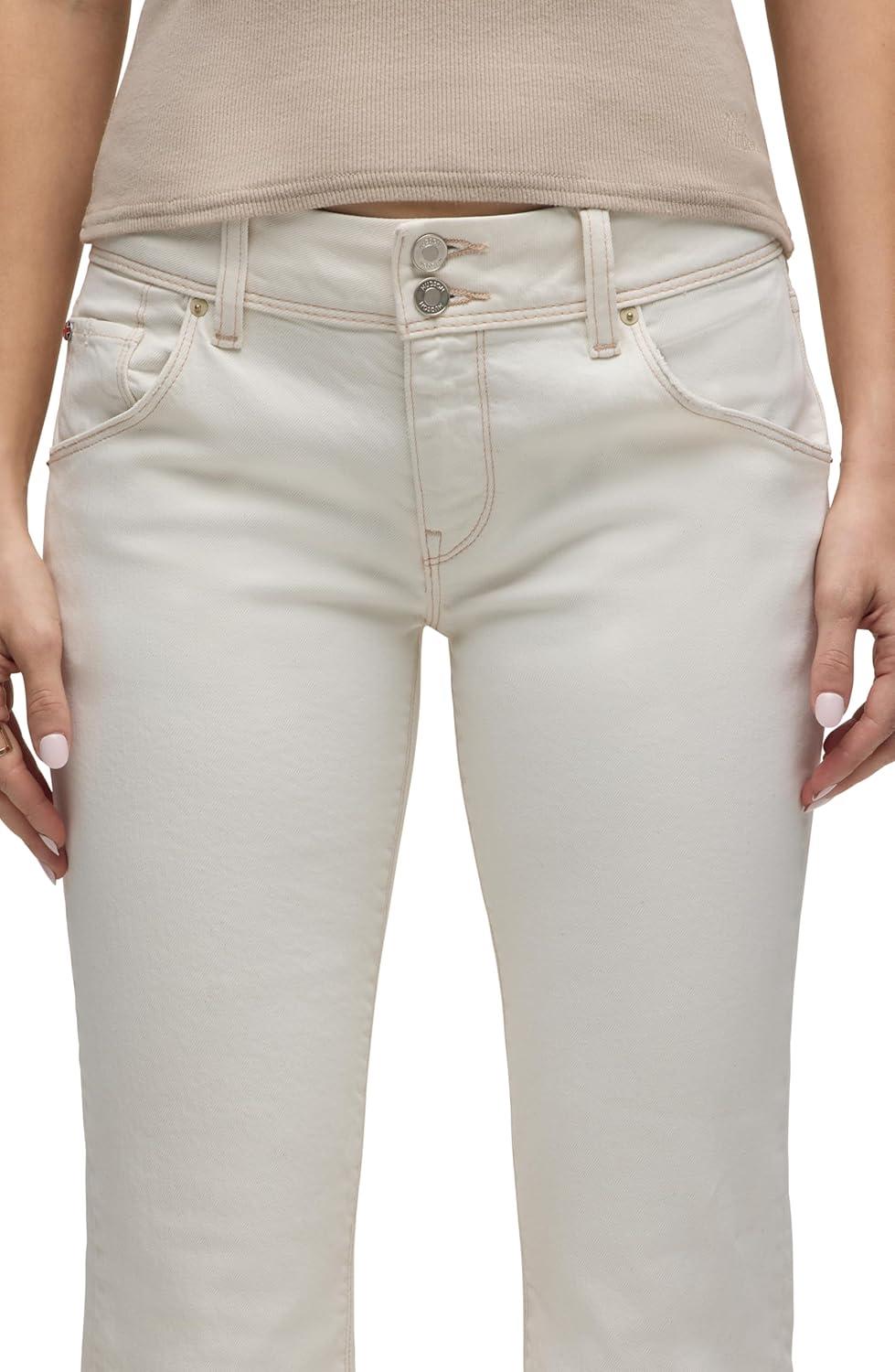 imageHUDSON Womens Beth Mid Rise Baby Bootcut Jean with Back Flap PocketsEcru