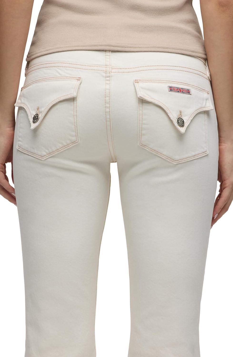 imageHUDSON Womens Beth Mid Rise Baby Bootcut Jean with Back Flap PocketsEcru