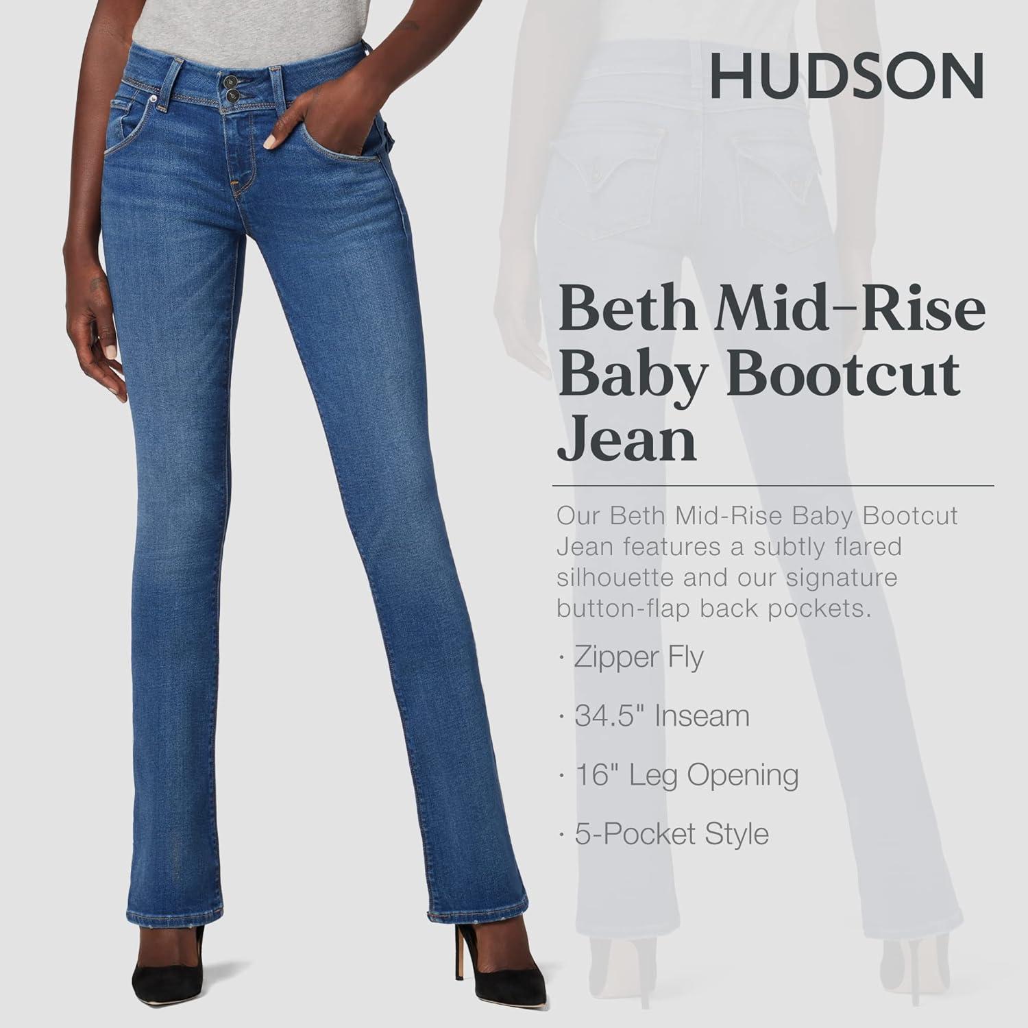 imageHUDSON Womens Beth Mid Rise Baby Bootcut Jean with Back Flap PocketsExcursion