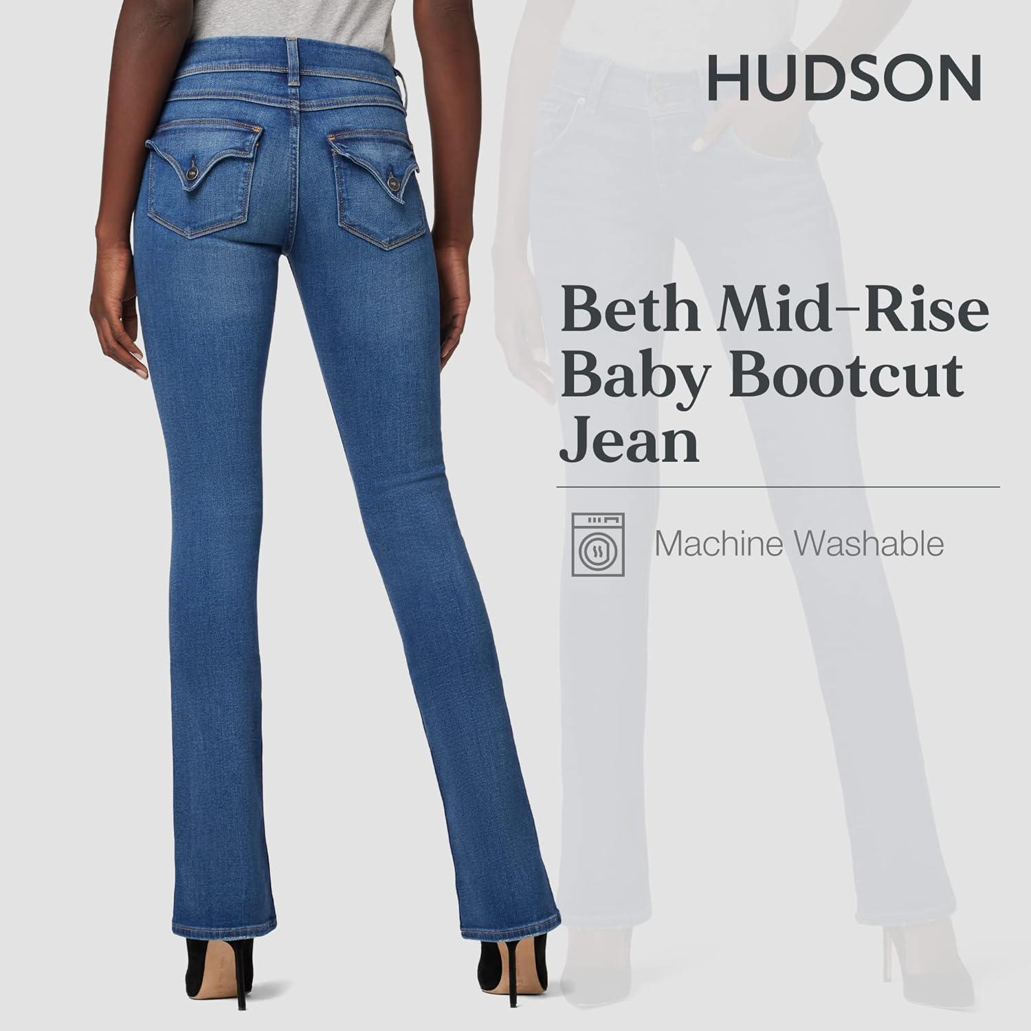 imageHUDSON Womens Beth Mid Rise Baby Bootcut Jean with Back Flap PocketsExcursion