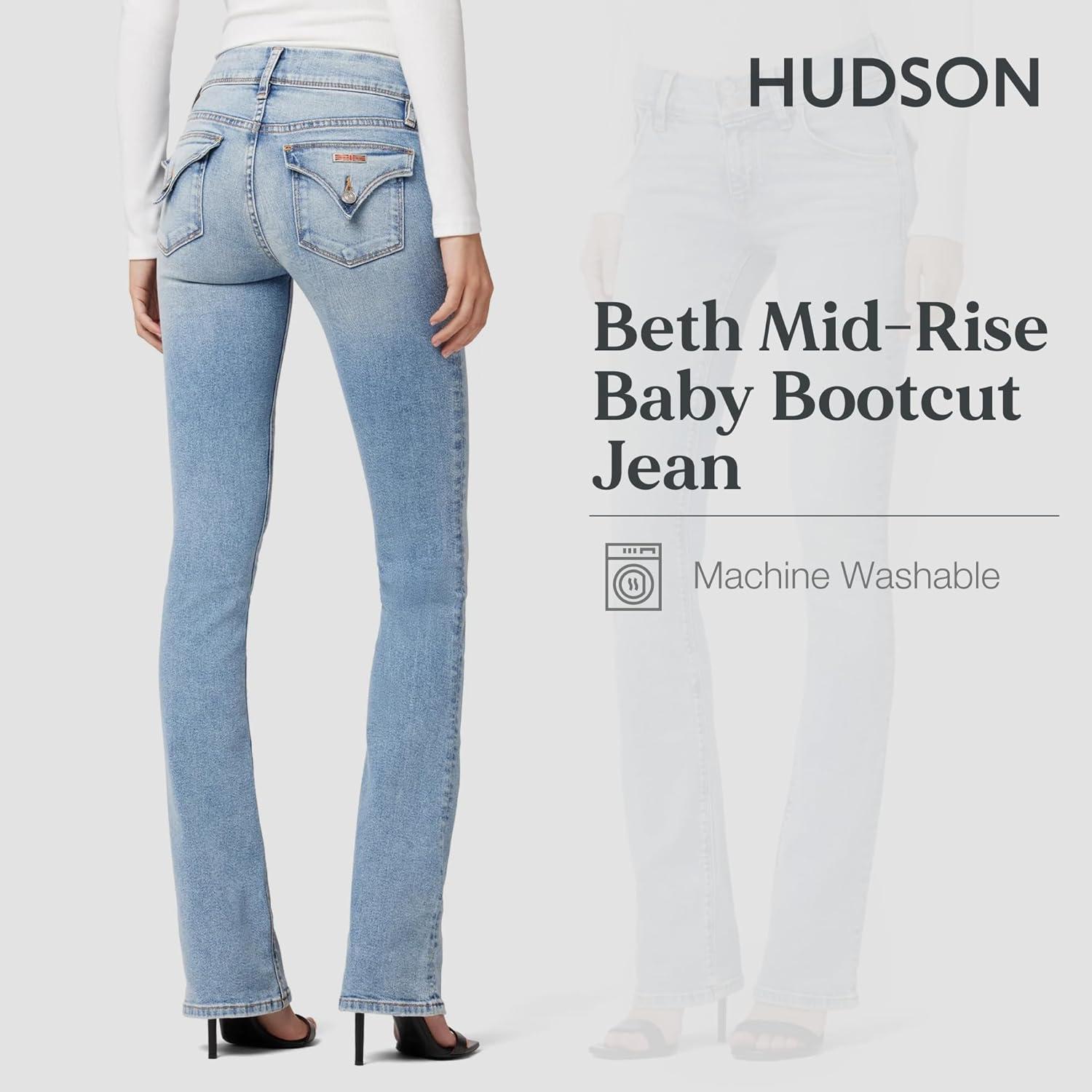 imageHUDSON Womens Beth Mid Rise Baby Bootcut Jean with Back Flap PocketsMotion