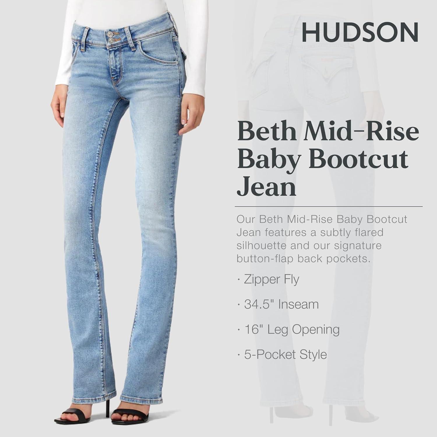 imageHUDSON Womens Beth Mid Rise Baby Bootcut Jean with Back Flap PocketsMotion