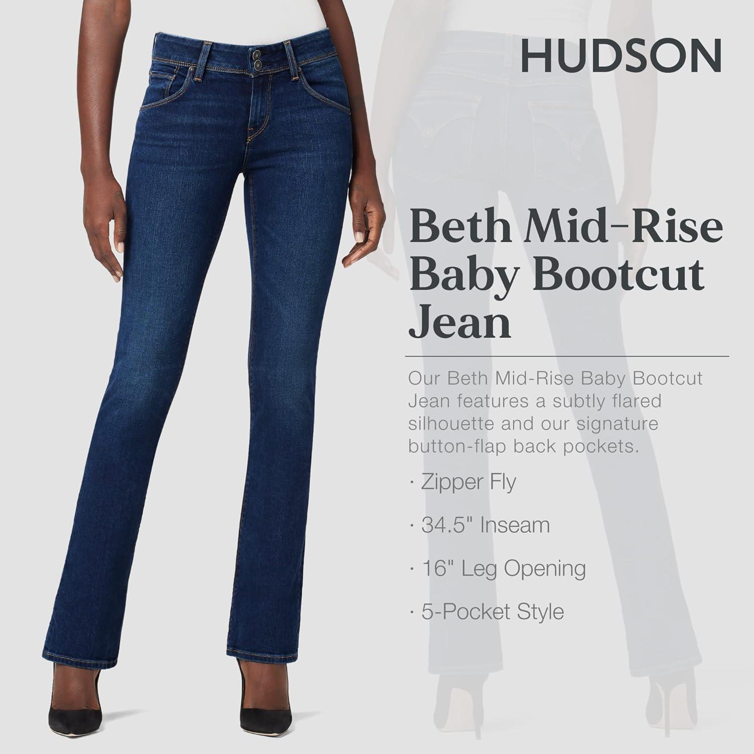 imageHUDSON Womens Beth Mid Rise Baby Bootcut Jean with Back Flap PocketsObscurity