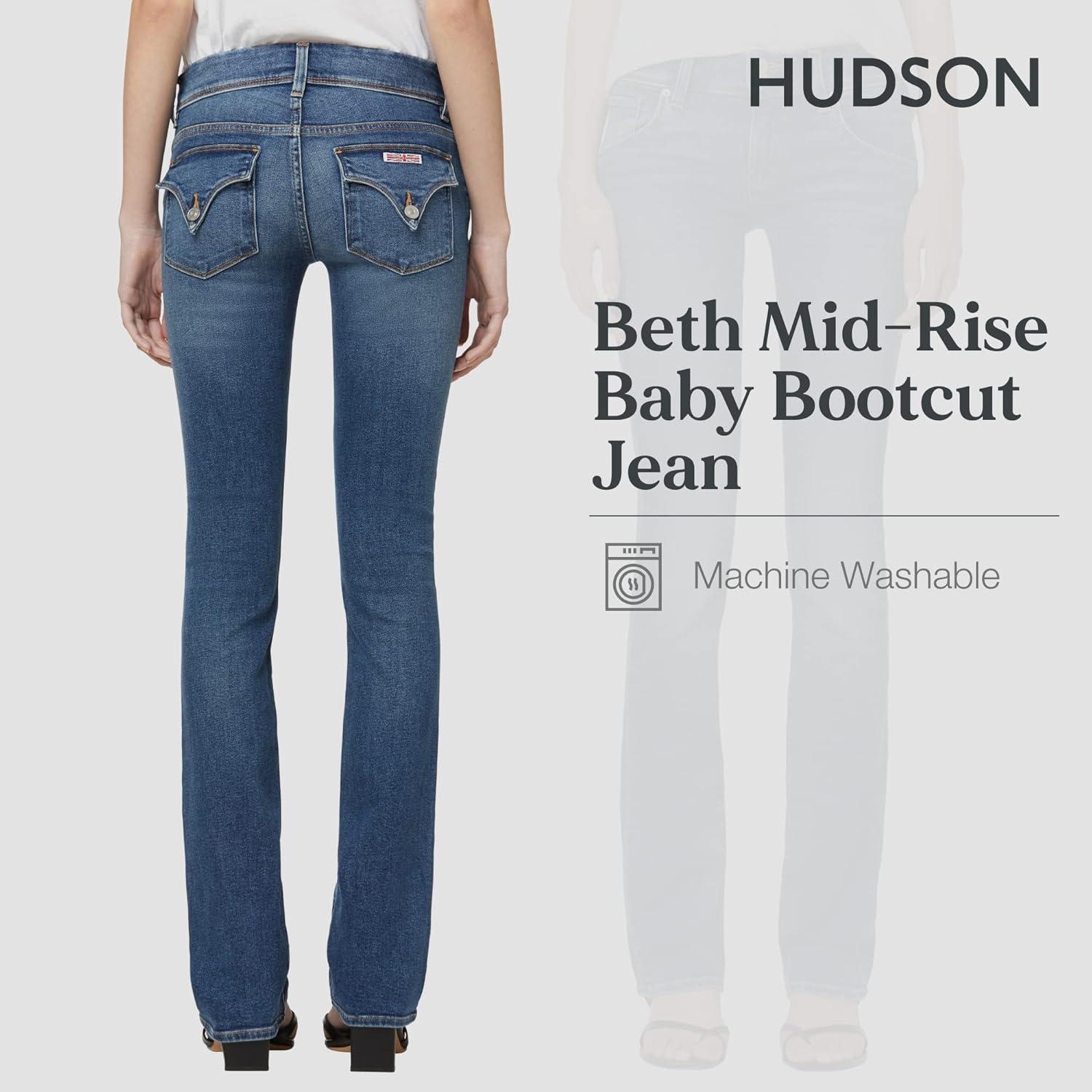 imageHUDSON Womens Beth Mid Rise Baby Bootcut Jean with Back Flap PocketsRhythm Rain