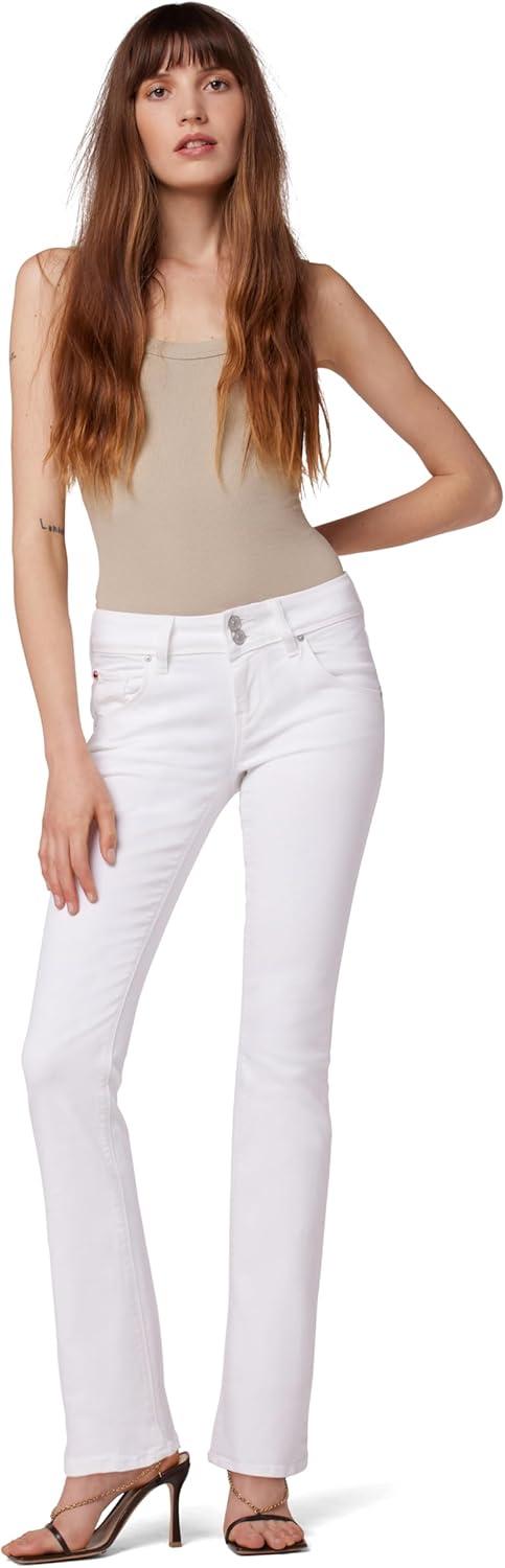 imageHUDSON Womens Beth Mid Rise Baby Bootcut Jean with Back Flap PocketsSolid White