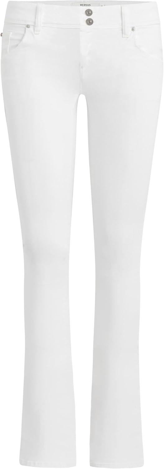 imageHUDSON Womens Beth Mid Rise Baby Bootcut Jean with Back Flap PocketsSolid White