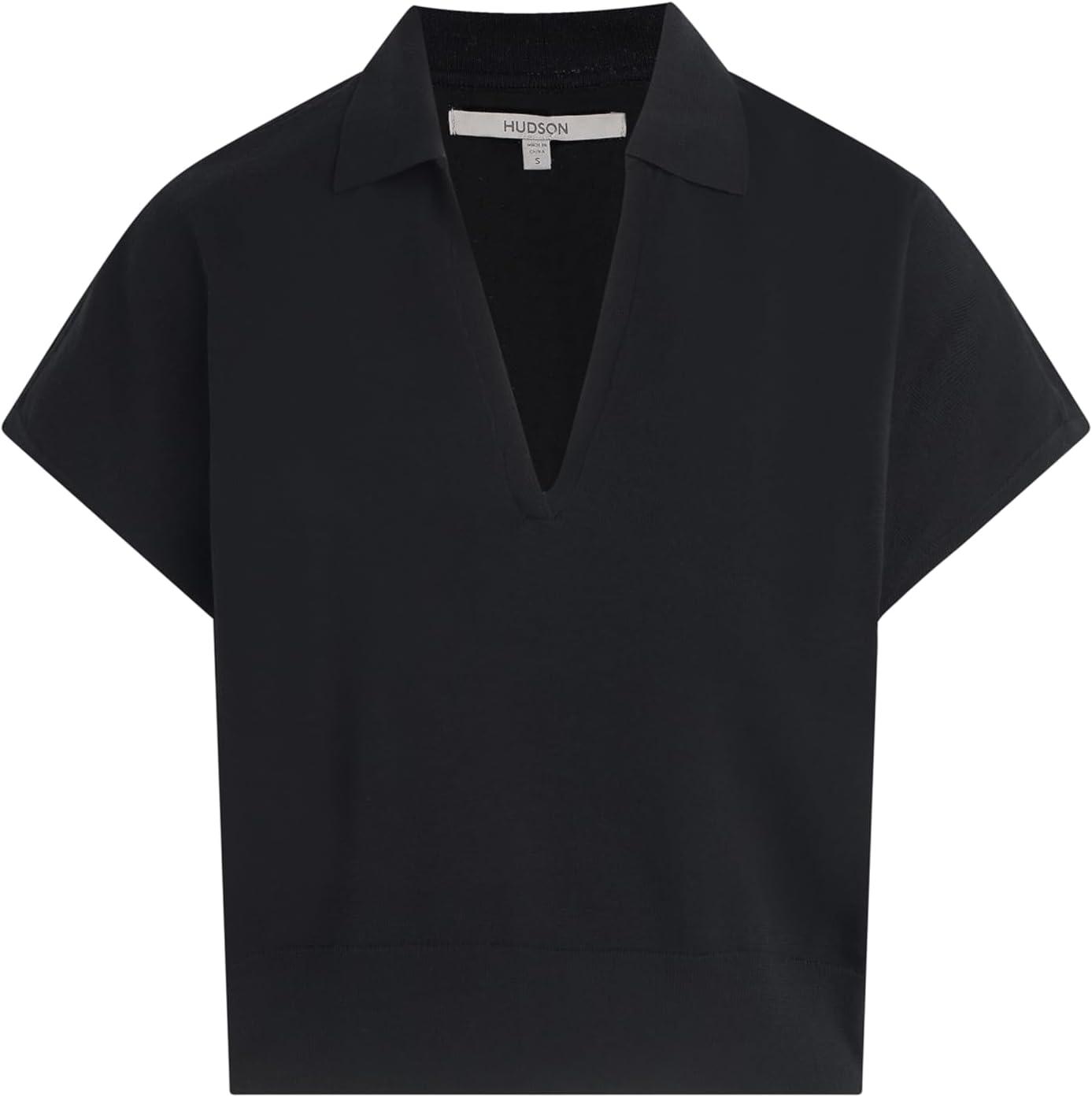 imageHUDSON Womens Draped Collared VNeck SweaterBlack