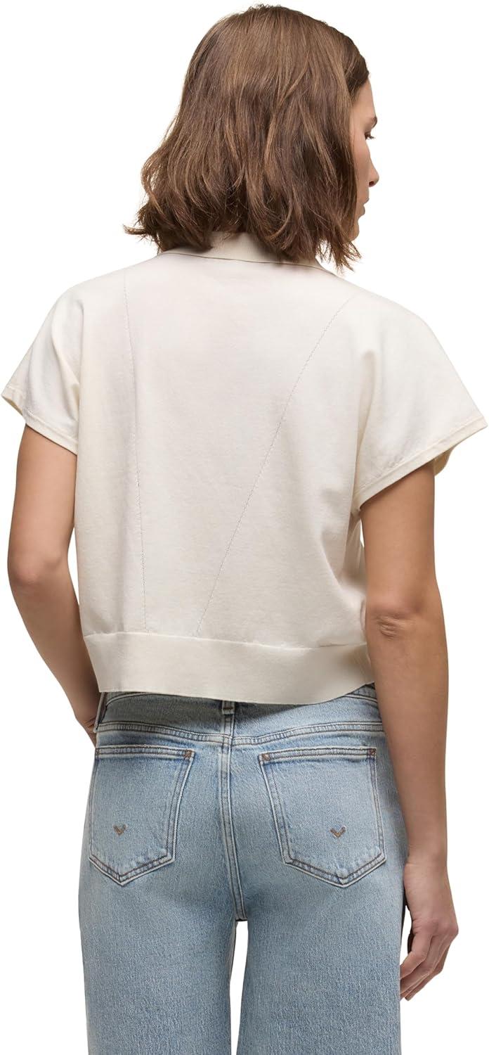 imageHUDSON Womens Draped Collared VNeck SweaterEcru