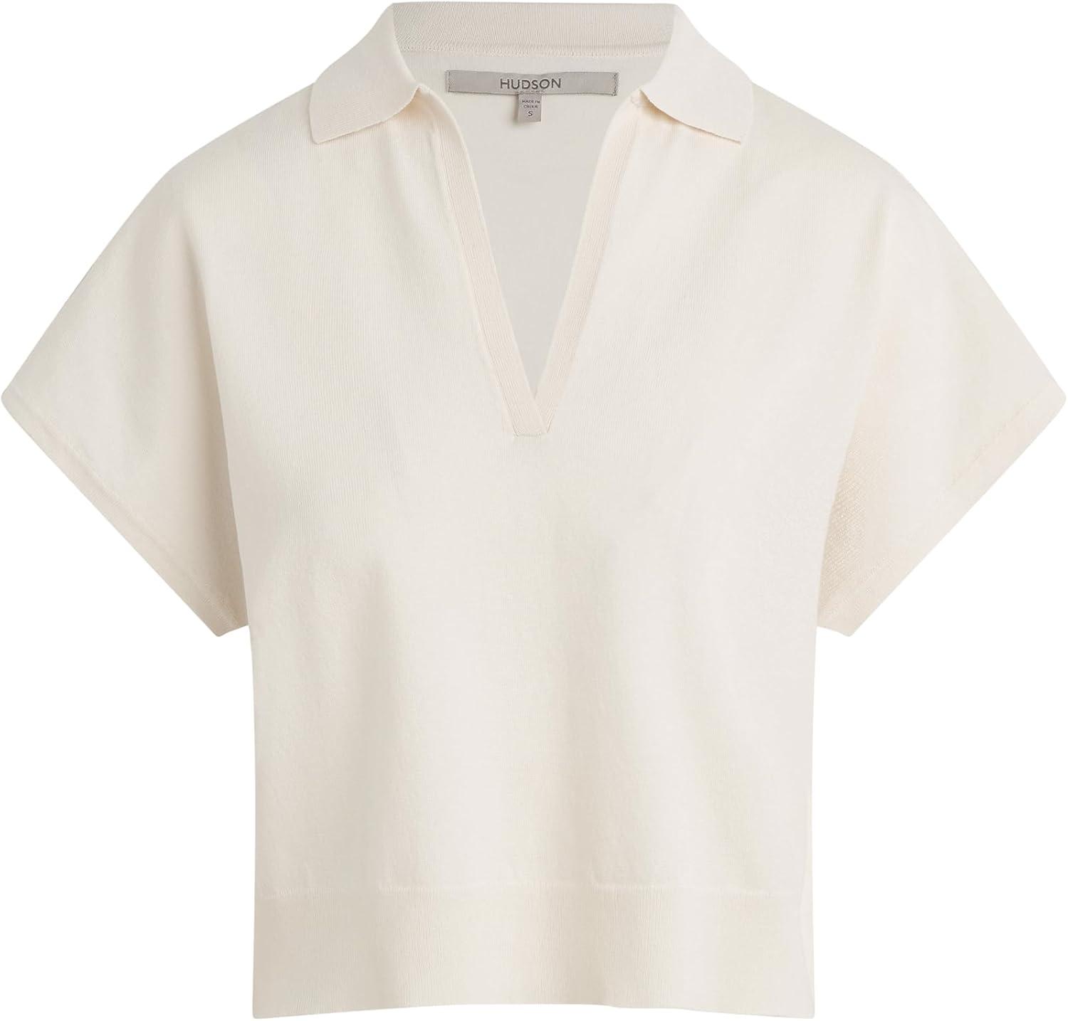 imageHUDSON Womens Draped Collared VNeck SweaterEcru