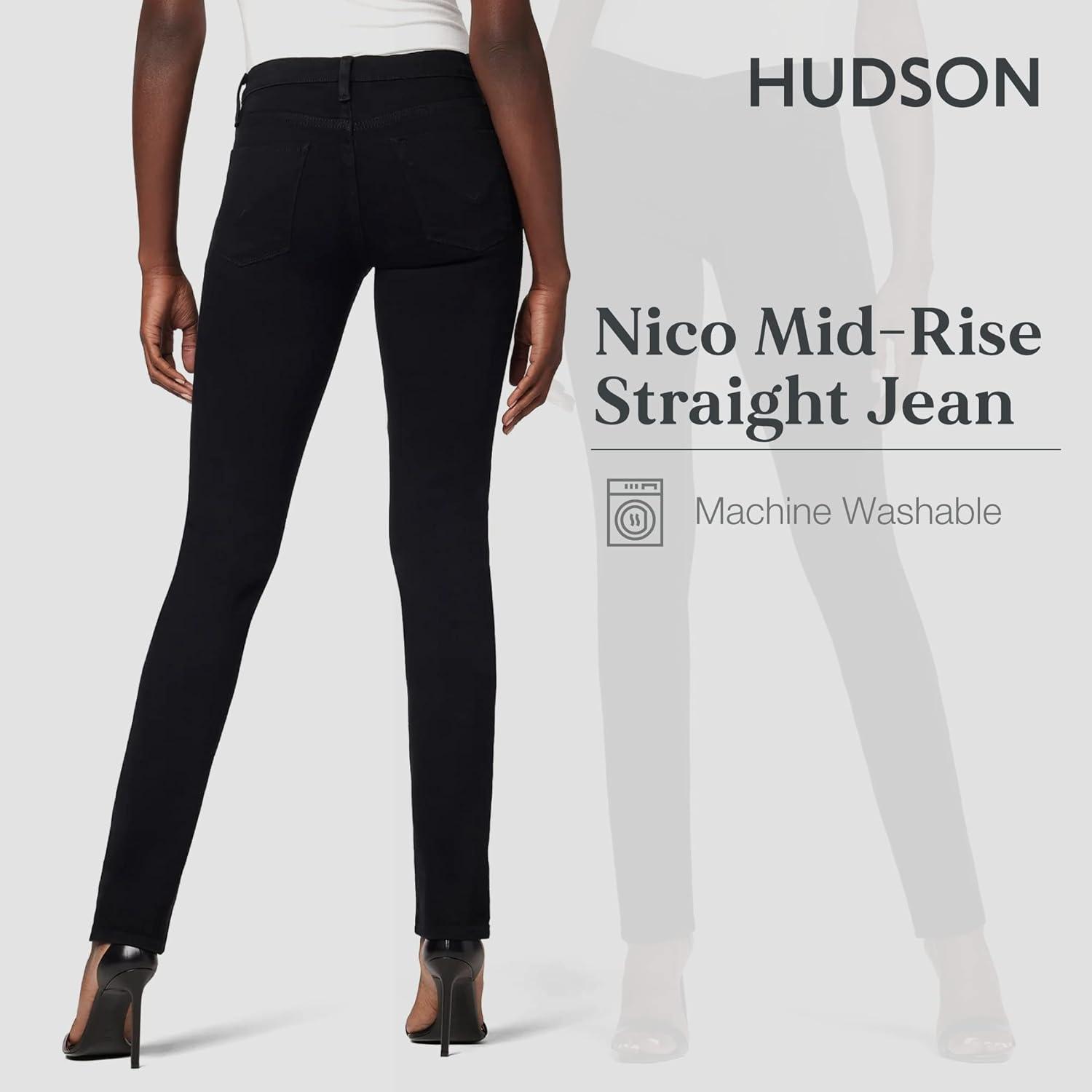 imageHUDSON Womens Nico MidRise Straight Leg Ankle JeanBlack