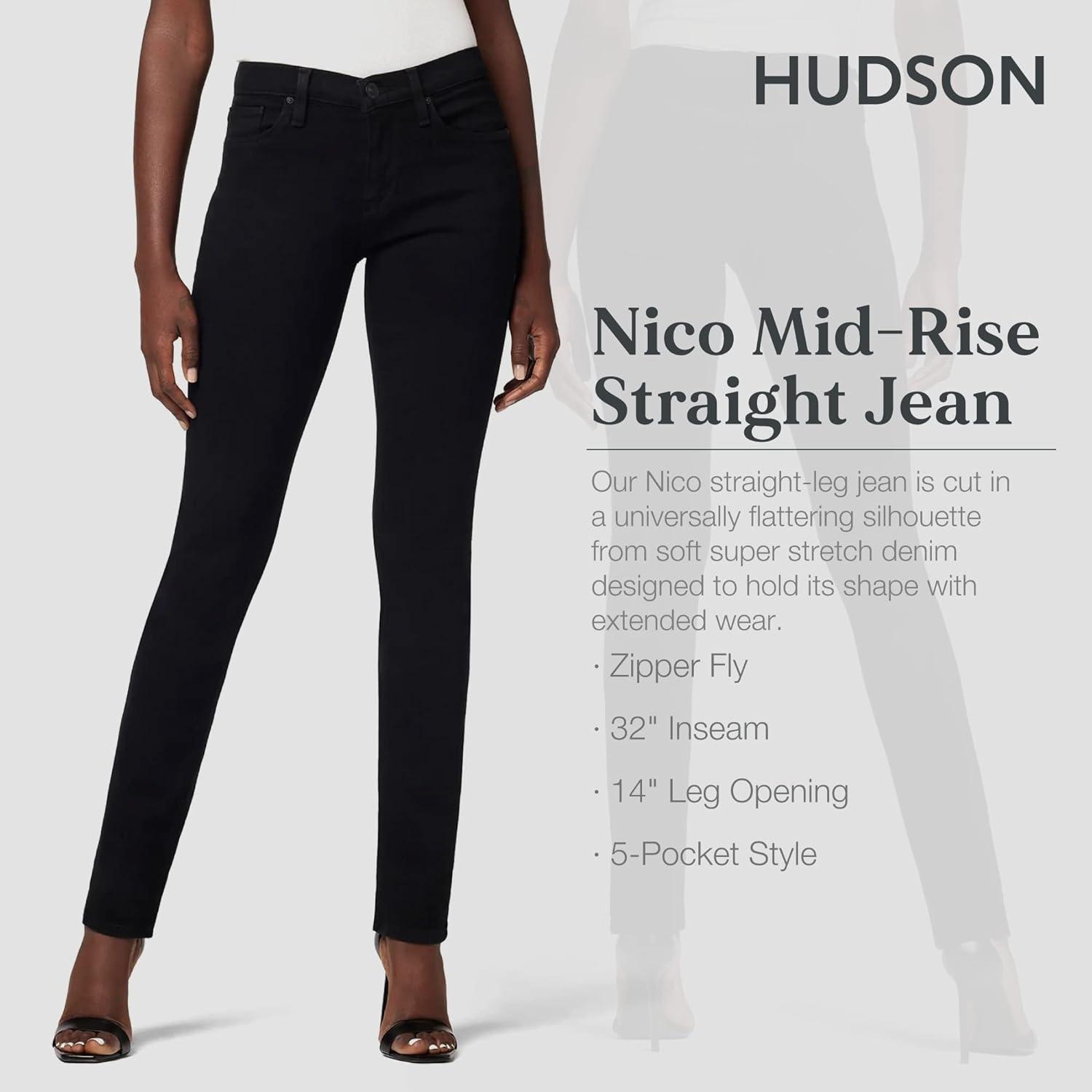 imageHUDSON Womens Nico MidRise Straight Leg Ankle JeanBlack