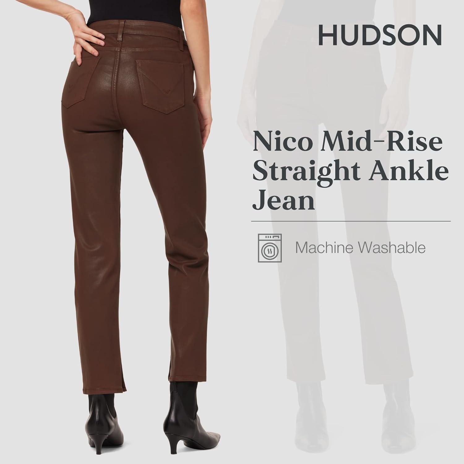 imageHUDSON Womens Nico MidRise Straight Leg Ankle JeanCoated Tortoise Sh