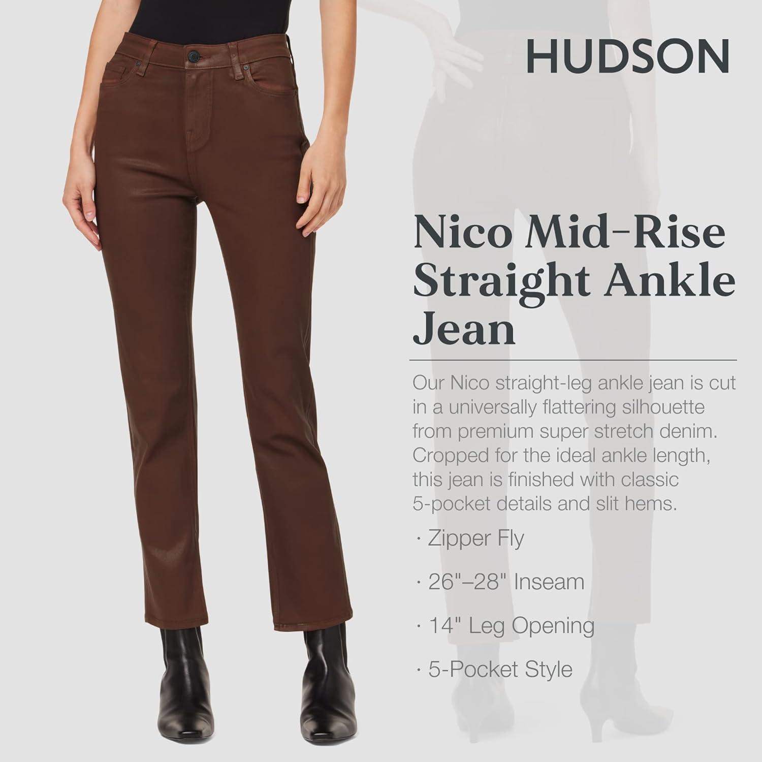 imageHUDSON Womens Nico MidRise Straight Leg Ankle JeanCoated Tortoise Sh