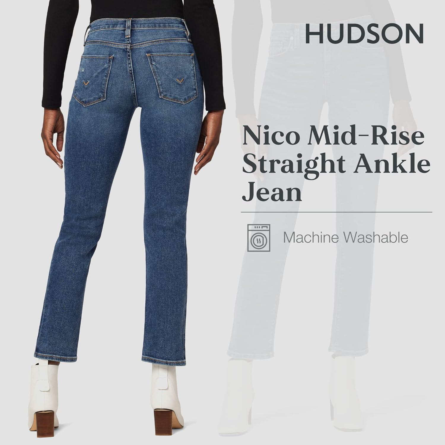 imageHUDSON Womens Nico MidRise Straight Leg Ankle JeanJourney Home