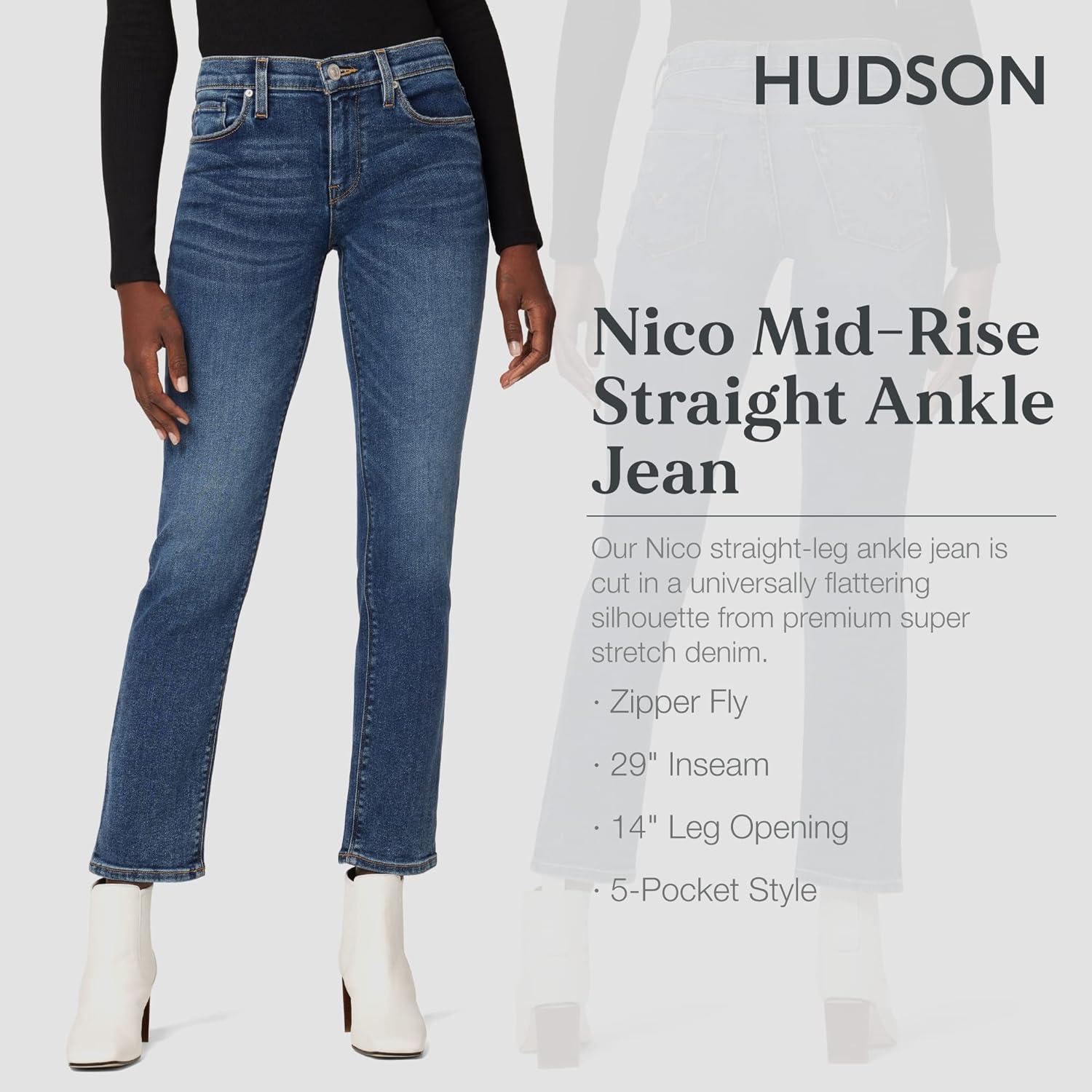 imageHUDSON Womens Nico MidRise Straight Leg Ankle JeanJourney Home