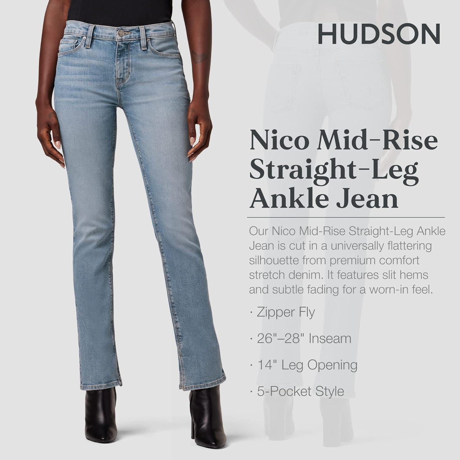 imageHUDSON Womens Nico MidRise Straight Leg Ankle JeanOasis