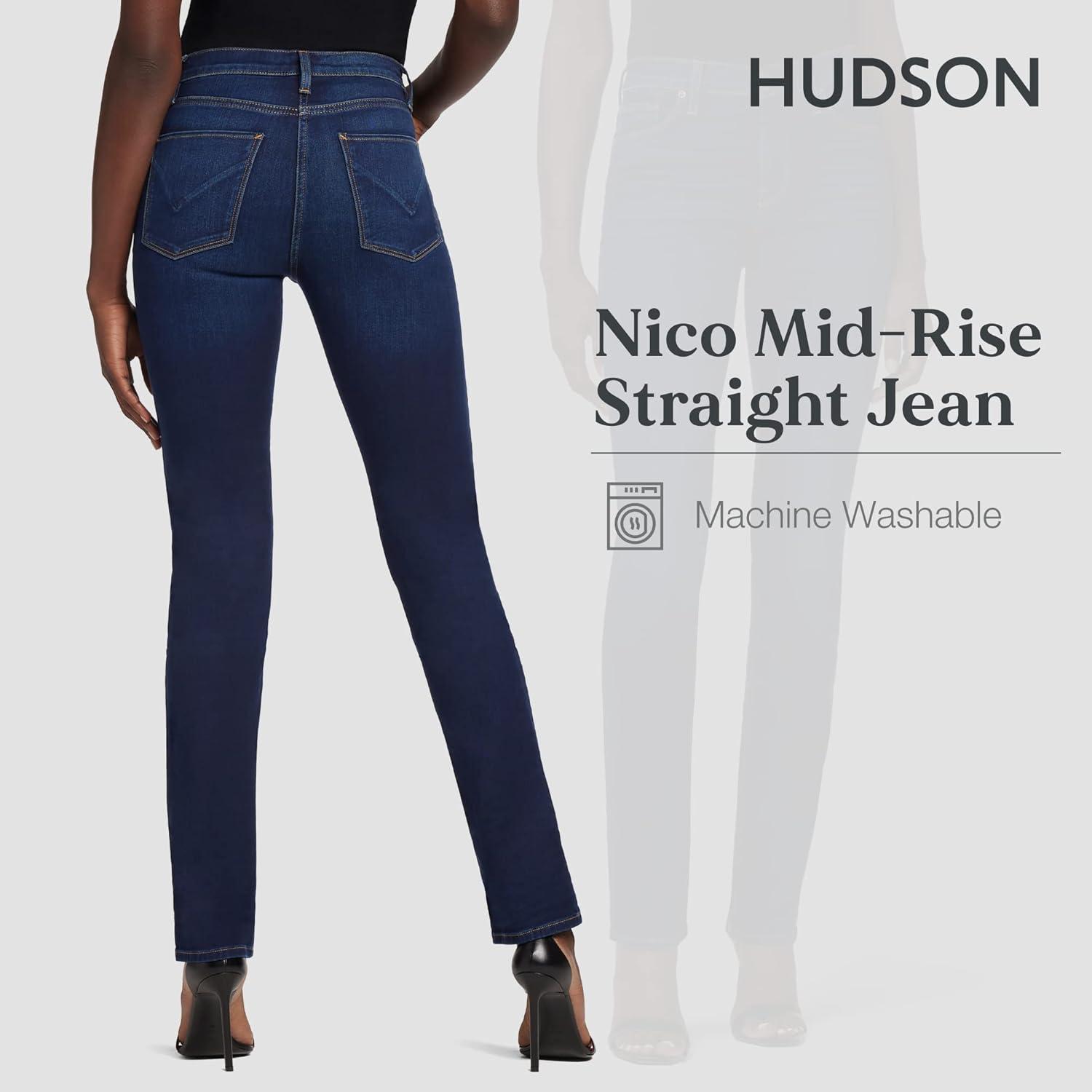 imageHUDSON Womens Nico MidRise Straight Leg Ankle JeanRequiem