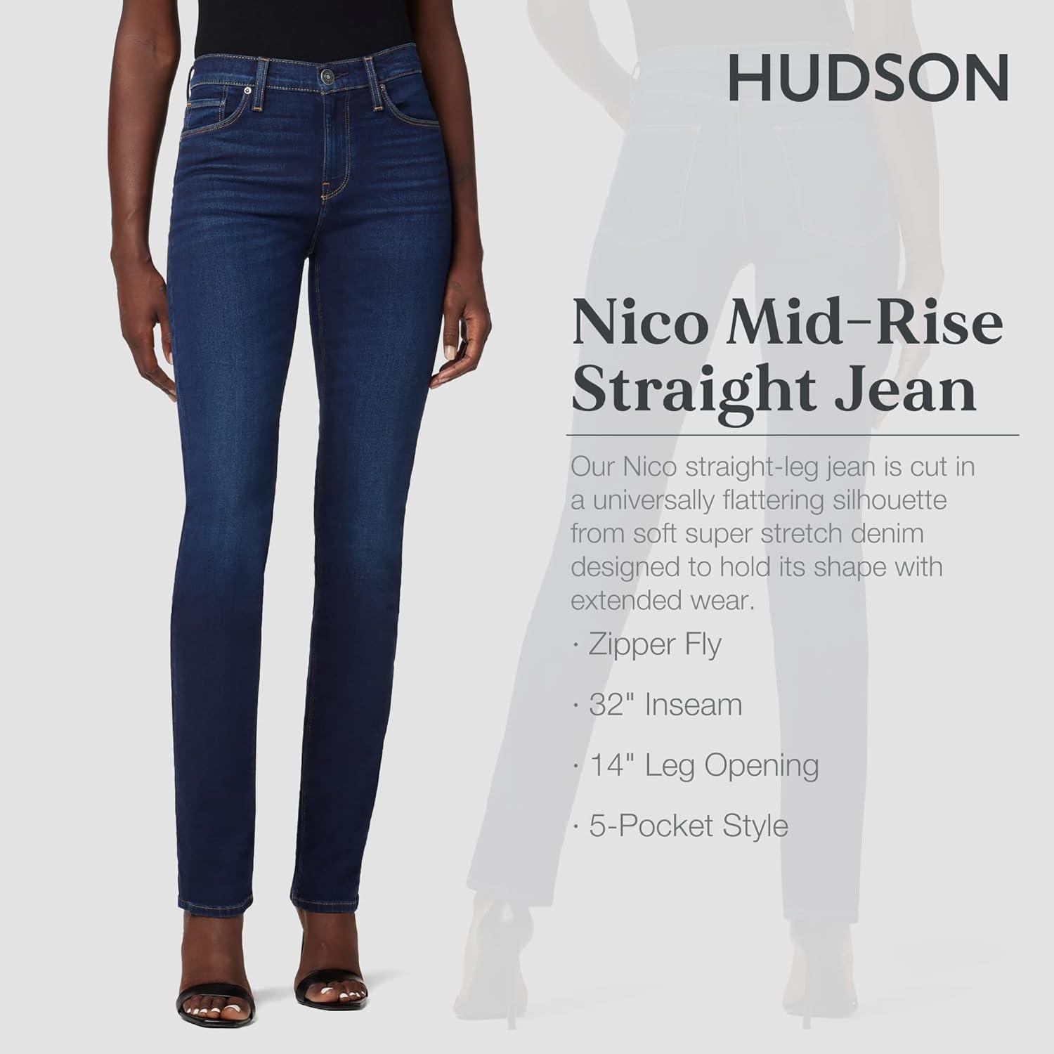imageHUDSON Womens Nico MidRise Straight Leg Ankle JeanRequiem