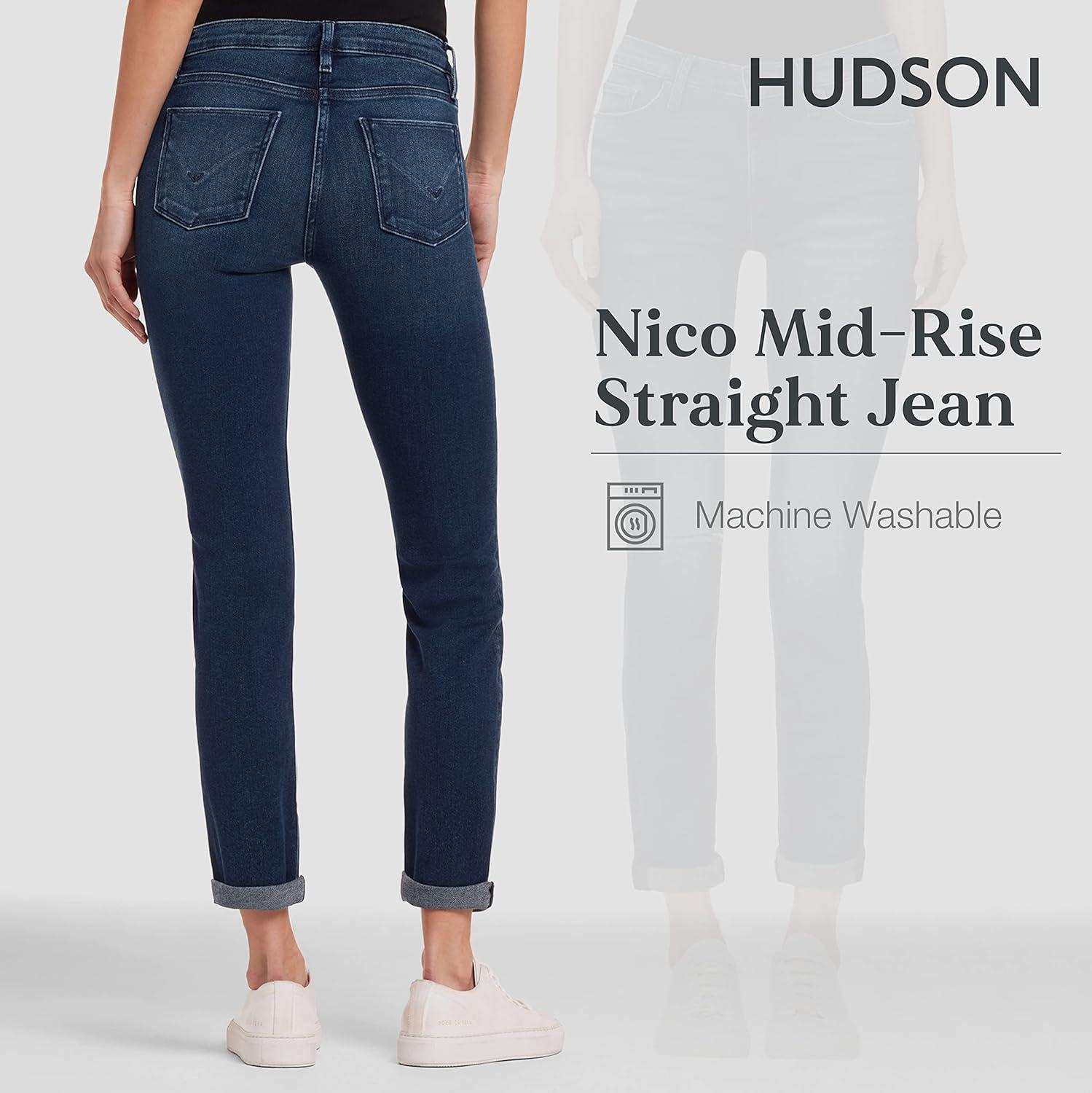 imageHUDSON Womens Nico MidRise Straight Leg Ankle JeanSea Ghost