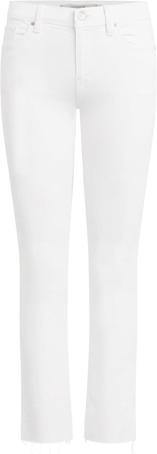 imageHUDSON Womens Nico MidRise Straight Leg Ankle JeanSpring White