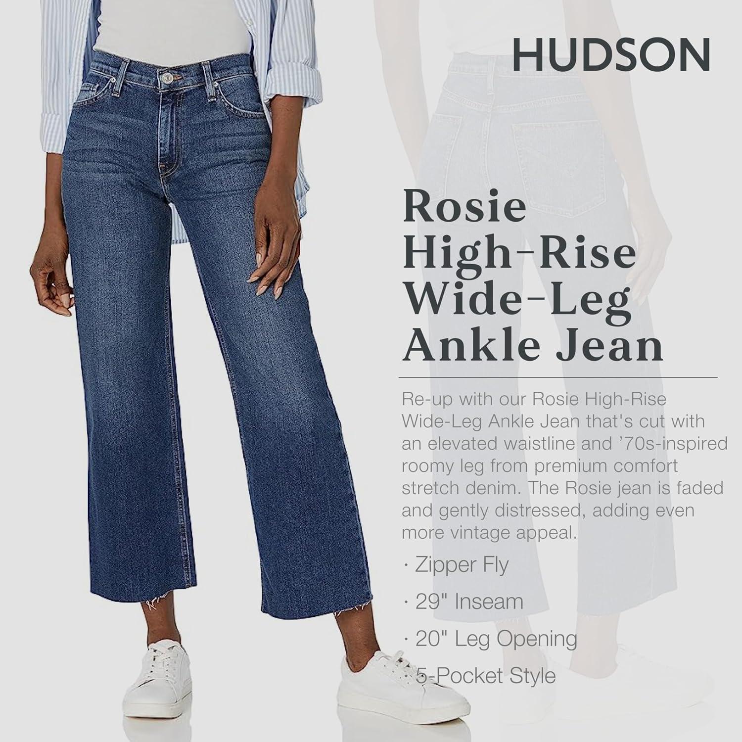 imageHUDSON Womens Rosie HighRise Wide Leg Ankle JeanNorth Fork