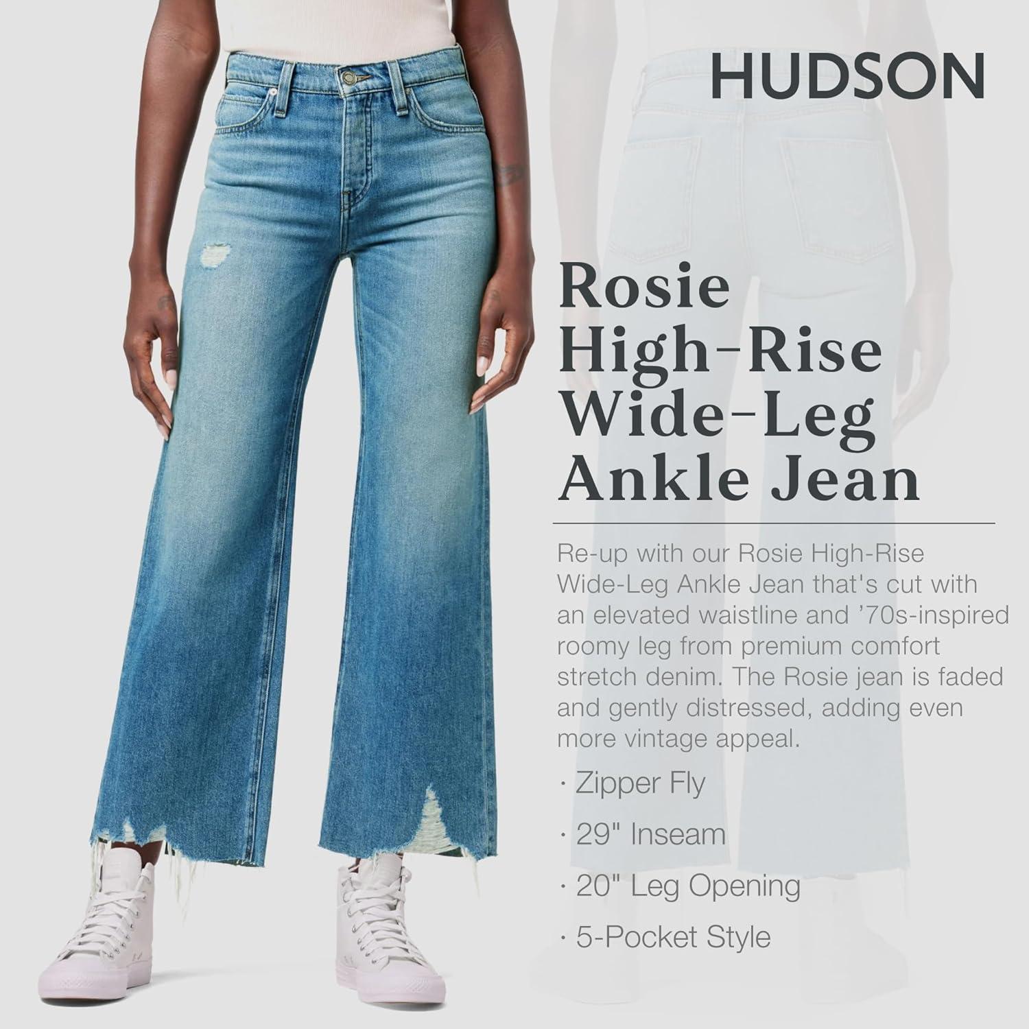 imageHUDSON Womens Rosie HighRise Wide Leg Ankle JeanThunderforce