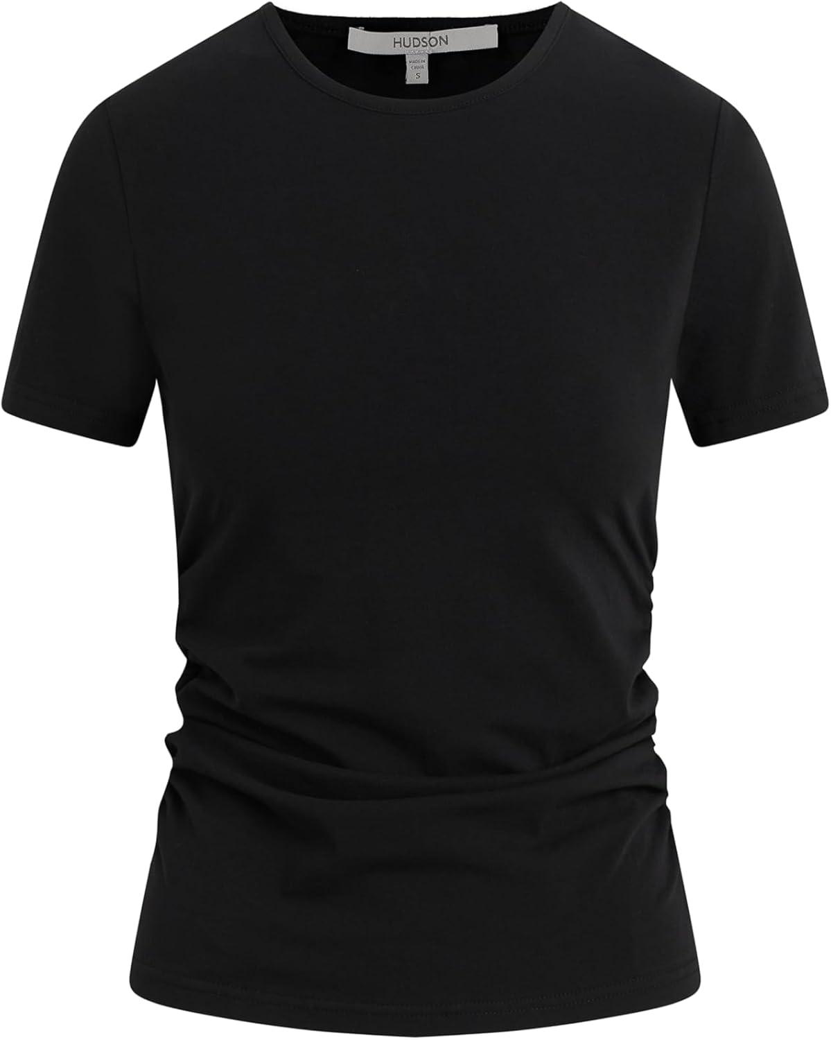 imageHUDSON Womens Ruched Crew Neck TopBlack