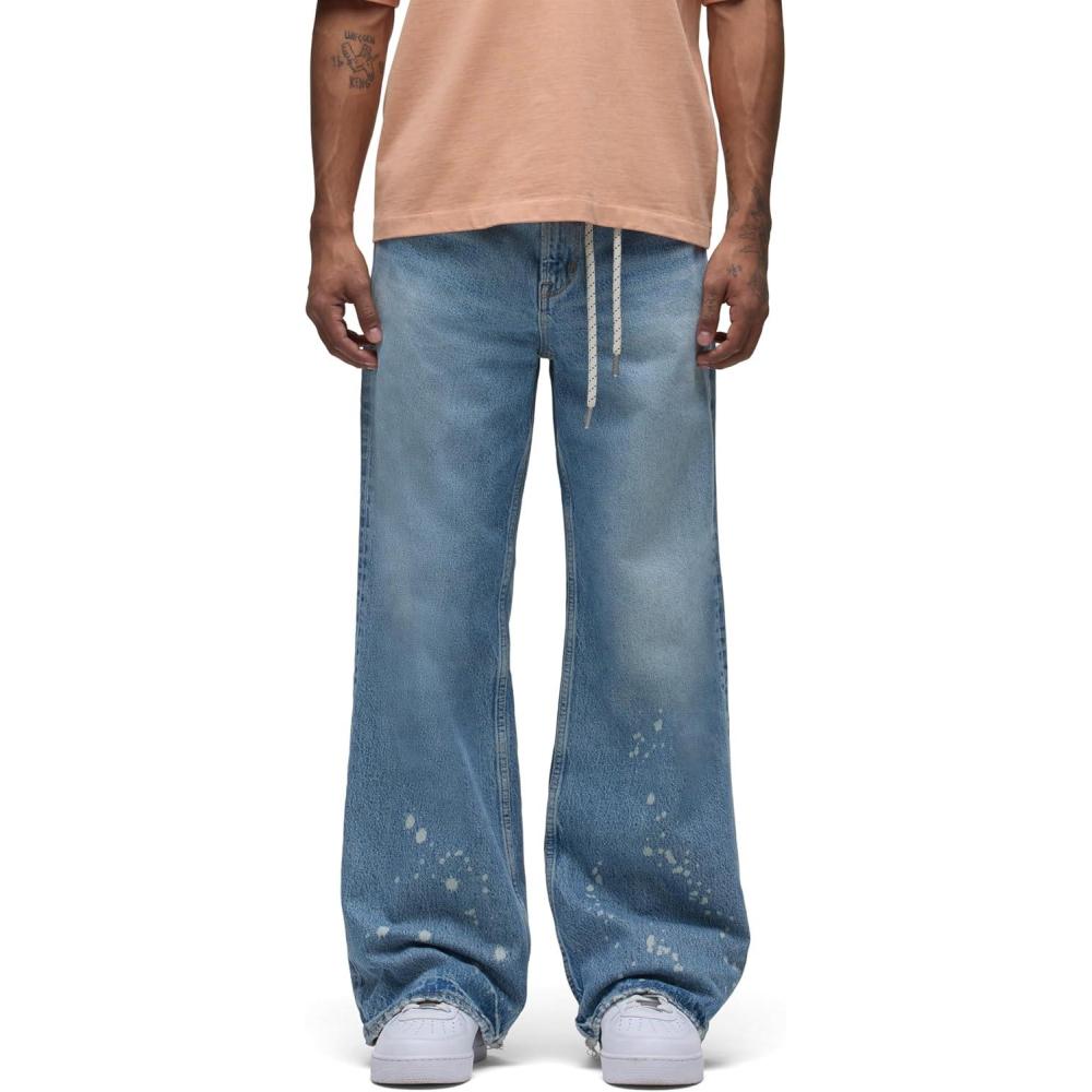 imageHUDSON Mens Luca Loose Fit Wide Leg Denim PantBleached