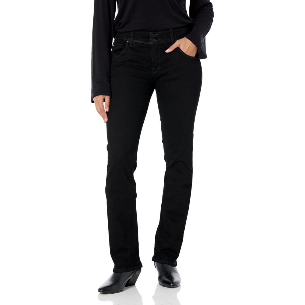 imageHUDSON Womens Beth Mid Rise Baby Bootcut Jean with Back Flap PocketsBlack