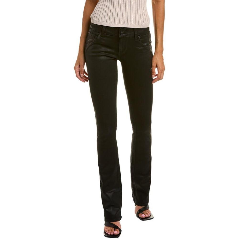 imageHUDSON Womens Beth Mid Rise Baby Bootcut Jean with Back Flap PocketsCoated Black Beaut