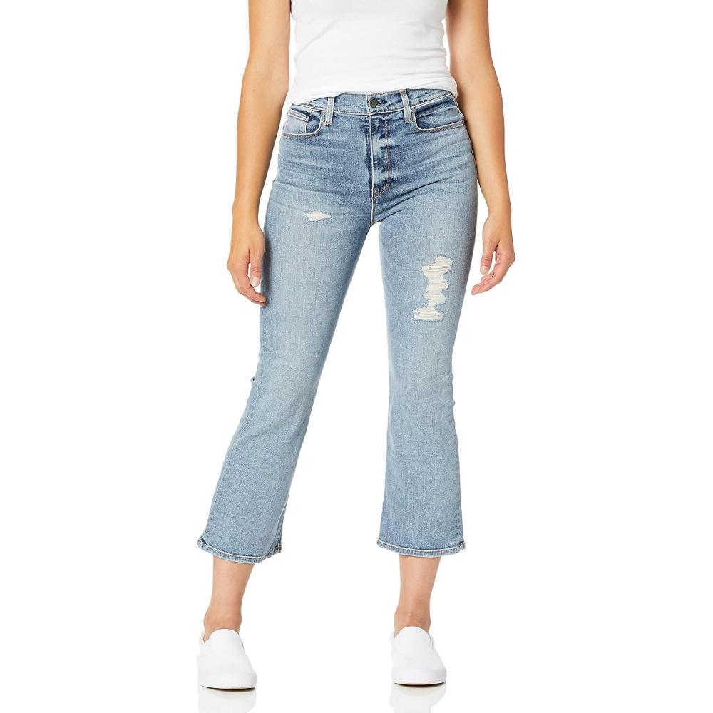 imageHUDSON Womens Holly High Rise Flare Crop Raw Hem 5 Pocket JeanFriction