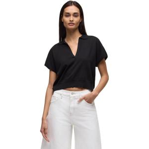 HUDSON Womens Draped Collared V-Neck Sweater(Black)