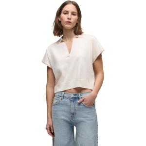 HUDSON Womens Draped Collared V-Neck Sweater(Ecru)